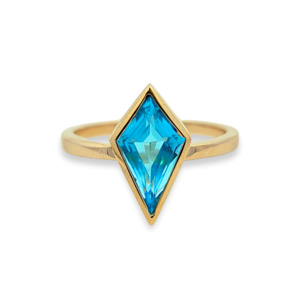 9k Yellow Gold Blue Topaz Kite Ring