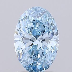 Coloured Gemstones: 1.51ct Oval Fancy Blue Lab Diamond