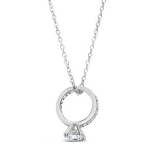 Proposal Rings: Sterling Silver Tiny Ring 'Promise' CZ Proposal Necklace