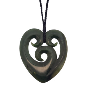Greenstone: One of a Kind Koru Heart Pounamu Necklace