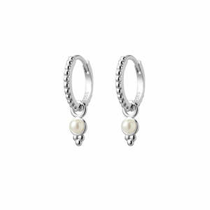 Sterling Silver 'Azure' Beaded Hoop Earrings