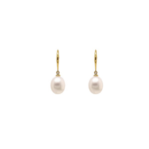 3rd Wedding Anniversary Gifts: 9ct Yellow Gold 'Whisper' Pearl Hook Earrings
