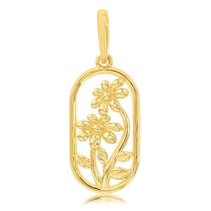 9k Yellow Gold Mini Double Flower Charm Pendant