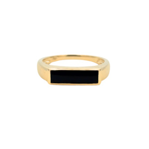 7th Wedding Anniversary Gifts: 9k Yellow Gold 'Apollo' Onyx Ring