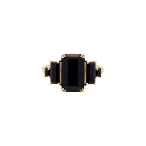 7th Wedding Anniversary Gifts: 9k Yellow Gold 'Hera' Onyx 5 Stone Ring