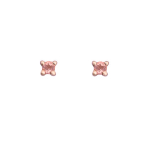 9k Rose Gold 2mm Pink Tourmaline Stud Earrings