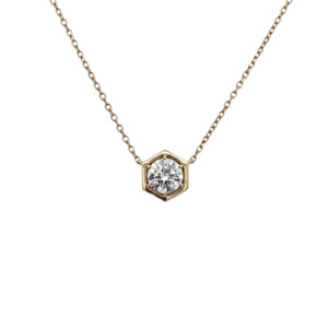 9k Yellow Gold .50ct DE-VS Lab Diamond Hex Necklace