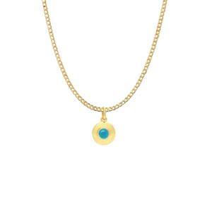 December Birthstone: 9k Yellow Gold Turquoise Disc Pendant