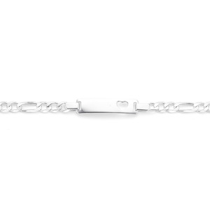 Sterling Silver Figaro Hearts ID Child Bracelet (16.5cm)