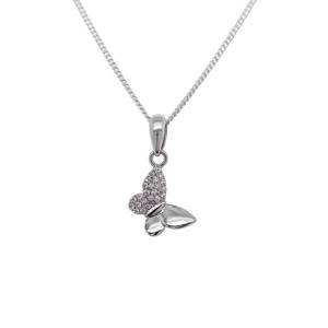 Kids: Sterling Silver Butterfly CZ Necklace