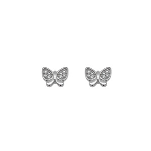 Kids: Sterling Silver Butterfly CZ Stud Earrings