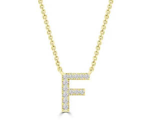 Elevate A Touch Of Glamour: 9k Yellow Gold 'F' Initial Diamond Necklace
