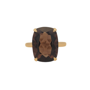 Elevate A Touch Of Glamour: 9k Yellow Gold 'Aphrodite' Smokey Quartz Cocktail Ring