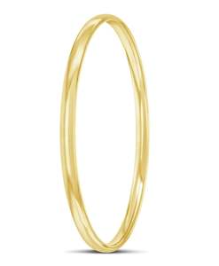 Pinnacle Bold And Brilliant: 9k Yellow Gold Silver Filled Half Round 4.5mm Bangle