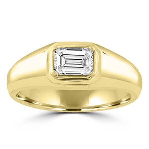 Pinnacle Bold And Brilliant: 18k Yellow Gold 1.00ct Lab Diamond Emerald Cut Ring