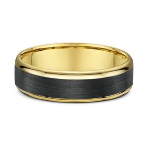 Made To Order Mens Wedding Rings: 9k Yellow Gold & Black Carbon Fibre Wedding Ring