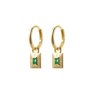 Gold Plated Emerald CZ Radiance Hoop Earrings