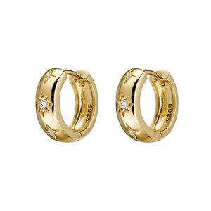 Gold Plated Thick Hoop With CZ Stars