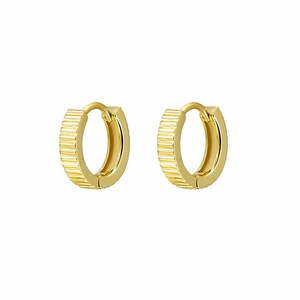 Gold Plated Fine Ridged Flat Hoops
