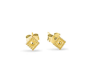 Gold Plated Vintage Look Circle and Square Studs