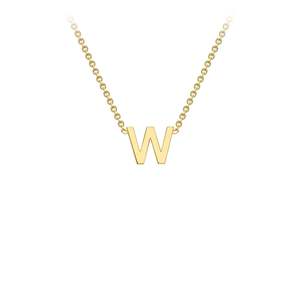 Initial Jewellery: 9k Yellow Gold 'W' Initial Letter Necklace