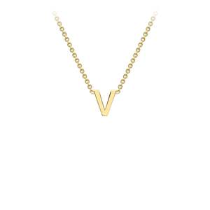 Initial Jewellery: 9k Yellow Gold 'V' Initial Letter Necklace
