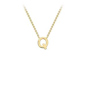 Initial Jewellery: 9k Yellow Gold 'Q' Initial Letter Necklace