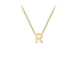 Initial Jewellery: 9k Yellow Gold 'R' Initial Letter Necklace