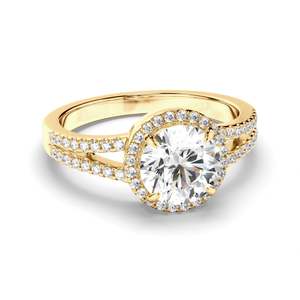Bespoke Engagement Rings 1: Round Brilliant Cut Diamond Halo Engagement Ring with Pave Sides