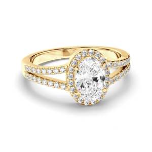 Bespoke Engagement Rings 1: Oval Cut Diamond Halo Engagement Ring with Pave Sides
