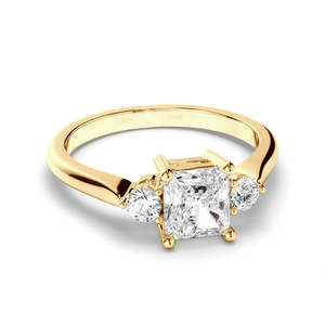 Bespoke Engagement Rings 1: Radiant Cut Diamond Trilogy Engagement Ring with Round Brilliant Sides