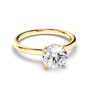 Custom Solitaire Engagement Rings: Round Brilliant Cut Diamond Hidden Halo Engagement Ring