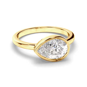 Custom Solitaire Engagement Rings: Pear Cut Diamond Bezel East West Solitaire Engagement Ring