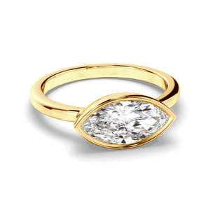 Custom Solitaire Engagement Rings: Marquise Cut Diamond Bezel East West Solitaire Engagement Ring