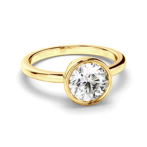 Custom Solitaire Engagement Rings: Round Brilliant Cut Diamond Bezel Solitaire Engagement Ring