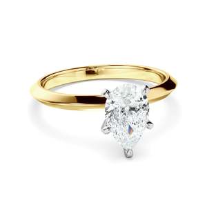 Custom Solitaire Engagement Rings: Pear Cut Diamond Solitaire Knife Edge Engagement Ring