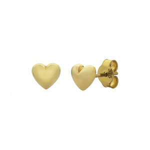 Gifts Under 250: 9k Yellow Gold Puff Heart Stud Earrings