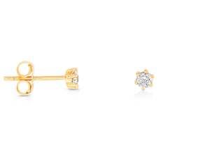 Gifts Under 250: 9k Yellow Gold Round 3mm Cubic Zirconia 6 Claw Stud Earrings