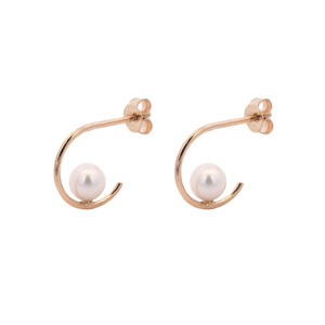 Gifts Under 250: 9k Yellow Gold Pearl Half Hoop Earrings