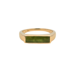 Greenstone: 9k Yellow Gold 'Apollo' Greenstone Ring