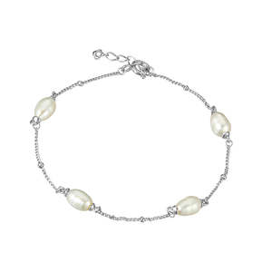 3rd Wedding Anniversary Gifts: Sterling Silver 'Tidal' Pearl and Chain Bracelet