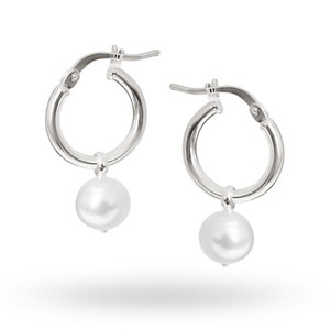 Gifts Under 250: Sterling Silver Pearl Hoop Earrings
