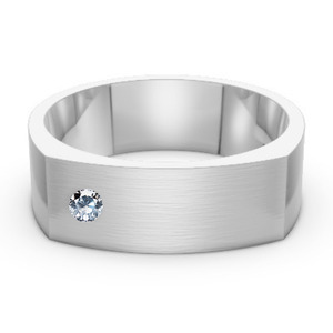 Sterling Silver Flat Top Band with Single Diamond