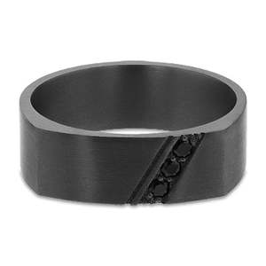 All: 'Xavier' Tantalum and Black Diamond Flat Top Band