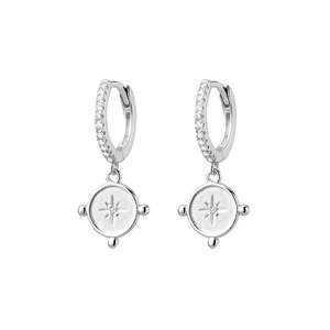 Gifts Under 150: Sterling Silver Pave North Star Huggie Earrings