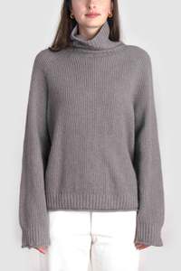 Womens Cashmere Possum Cirrus Chunky Rib Roll Neck