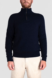 Mens Cashmere Possum Cirrus Half Zip Jumper No contrast