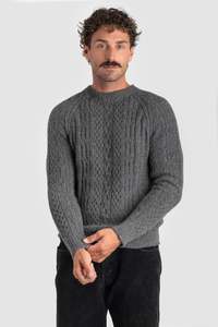 Mens Alpaca Cable Round Neck