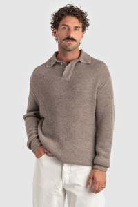 Mens Knitwear: Mens Alpaca polo neck jumper