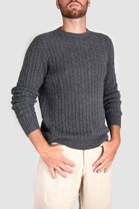 Mens Cashmere Cable Crew